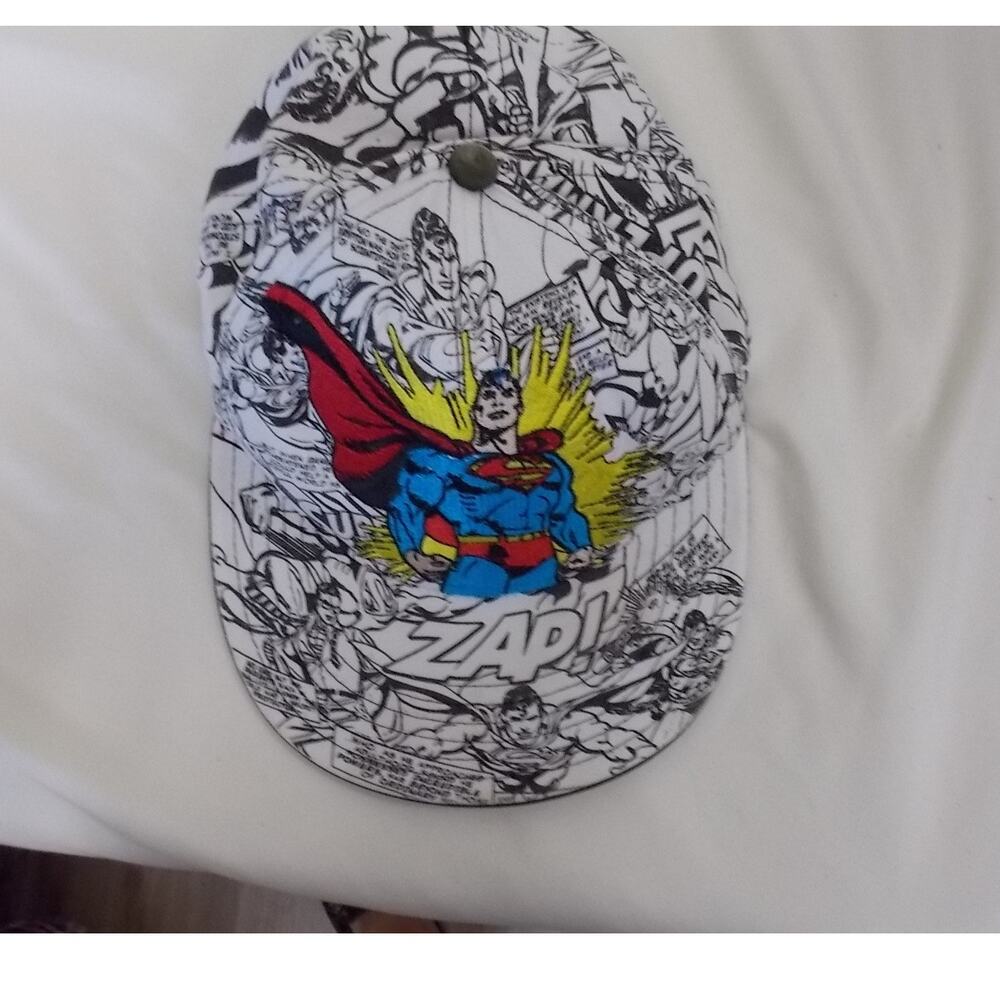 DC Comics Originals Superman Snapback Hat All Over Print Comic Panel White Cap
